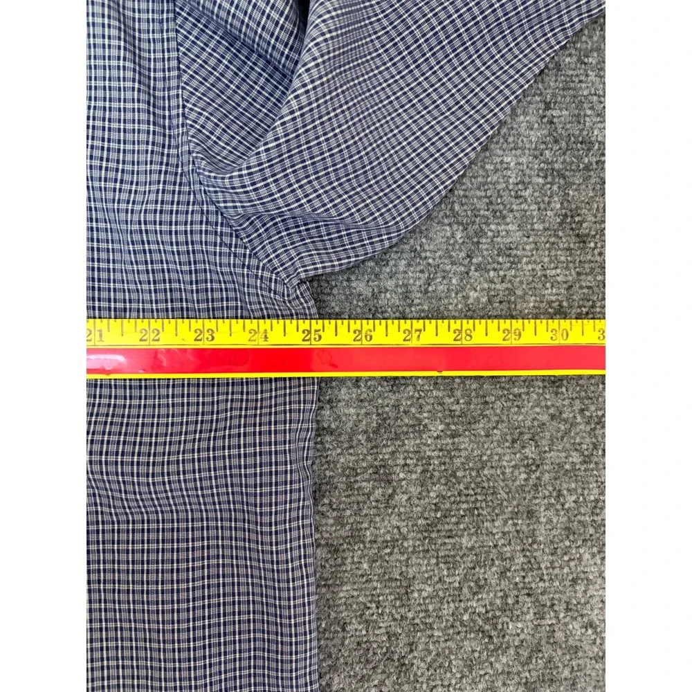 The North Face Mens XL Blue Micro Check Button Down Shirt Long Sleeve ModalBlend